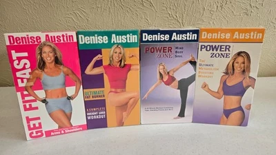 🔥Vtg Lot of 4 Sealed Denise Austin VHS Tapes Power Zone Get Fit Fast Fat Burner Foto 1 de 4