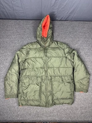 Vintage Work N Leisure Down Jacket Mens Large Reversible Hooded Feather 80s - Image 1 of 4