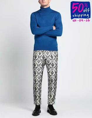 RRP€1250 DOLCE & GABBANA Silk Trousers IT48 US38 M Damask Pattern Made in Italy - Image 1 of 4