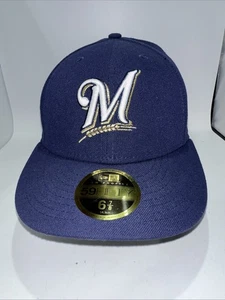 Milwaukee Brewers New Era 59FIFTY Low Profile Fitted Hat Navy Size 6 7/8 Cap (26 - Picture 1 of 5