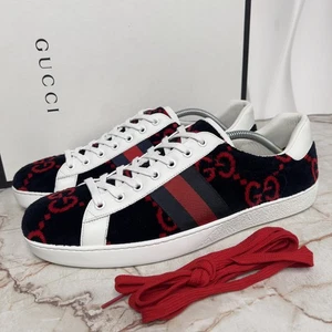 Gucci Ace GG Monogram Sneaker Frottee Blau Stoff Velour 12 G oder 12,5 US oder 46 EU - Bild 1 von 14
