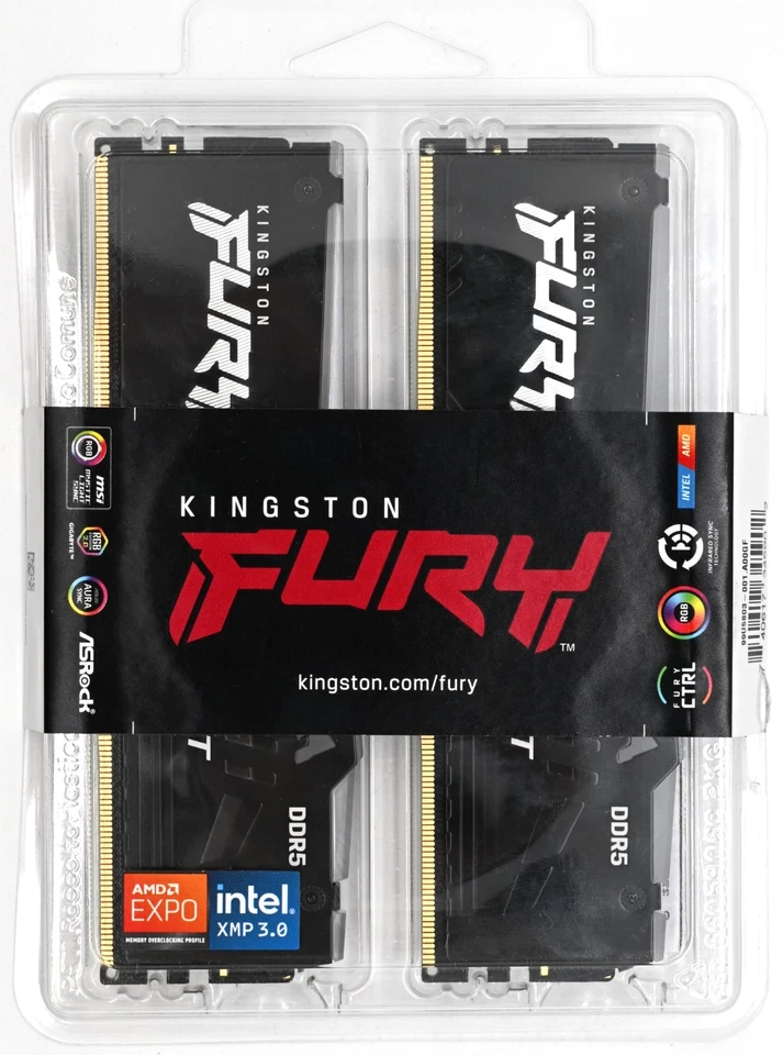 Kingston FURY Beast 32GB (2x16GB) DDR5 6000 MHz RAM RGB EXPO KF560C36BBE2AK2-32 - Image 1 of 3