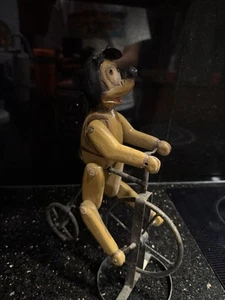 Vintage Wooden Tricycle Dog Toy Mechanical Movement Disney Style 13 Tall Rare - Picture 1 of 3