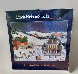 Puzzle Linda Nelson Stocks Snowy Night 550 Pieces Sealed Ceaco Vintage - Bild 1 von 13