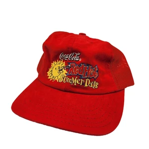 Vintage 90's Coca Cola Hat Red Hot Summer Days Adjustable Cap Sun Drinking Coke - Picture 1 of 10