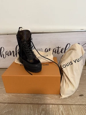 Botas de combate Louis Vuitton LV monograma plataforma Loreate desierto talla 37 Foto 1 de 2