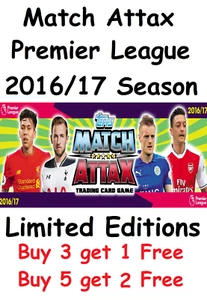 Tarjetas Match Attax 2016/17 edición limitada Kane Coutinho Willian Payet Wilshere - Imagen 1 de 3