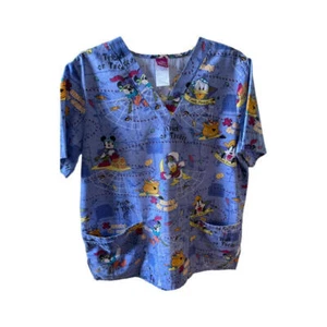 Disney Mickey Mouse & Friends Candy Pirates Halloween Scrub Top Small - Picture 1 of 1