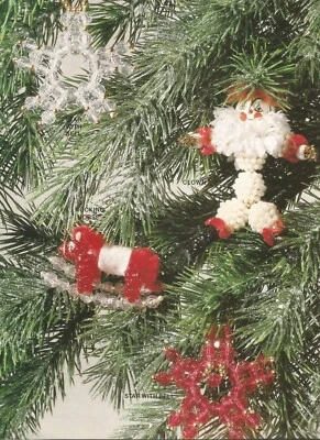 Beaded Holiday Craft Patterns Ornaments Swan Penguin Elf Angel Snowflakes L33 - Image 1 of 4