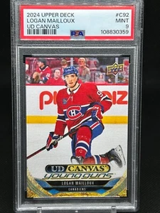 2024-25 UD Series 1 Young Guns Canvas Logan Mailloux RC #C92 - MONTREAL PSA 9 - Picture 1 of 2