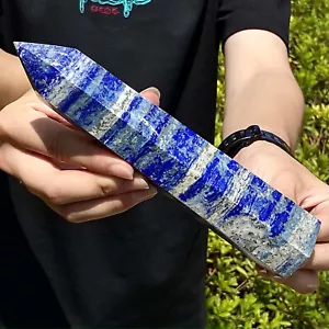 1.63LB Natural blue striped stone crystal Obelisk quartz crystal energy column - Picture 1 of 12
