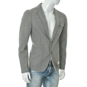 Jack & Jones Men's Sport Coat Notched Lapel Blazer Two-Button Patch Pocket Grey - Picture 1 of 5