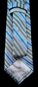HICKEY FREEMAN BOY'S TIE 100% SILK HANDMADE IN USA Stripes Grey Blue Tan Necktie