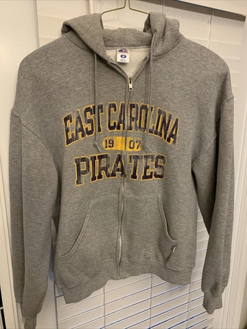 Size M East Carolina ECU Pirates Russell Zip up Hoodie Jacket Cover