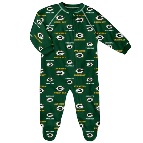 Outerstuff NFL Newborn/Infant Green Bay Packers Zipper Coverall Fleece Pajamas Cover
