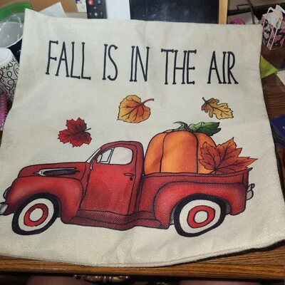 Funda de almohada Farmhouse Harvest "Fall Is In the Air" 17"x17" funda de almohada cremallera Foto 1 de 2
