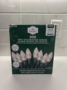 Holiday Time Christmas Lights 100 Pro Decorator C9 Lights Warm White LED 50.8 FT - Picture 1 of 3
