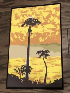 Vintage 1972 Signed Numbered Print - Tropical Sunset Silhouette Ten… Ken Hobart - Picture 1 of 8