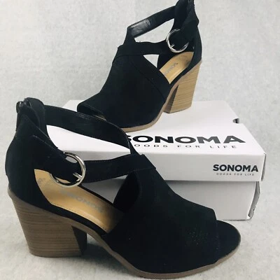 Sonoma Bonsa Imitación Gamuza Abierto Peep Toe Bloque Tacones Talla 11 Mujeres Nuevo Foto 1 de 4