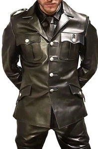 Men's Real Leather Jacket Leather Shirt / Tunics / BLUF Jacket / Military Coat - Picture 1 of 2
