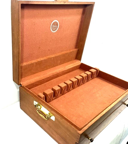 Naken Walnut Dovetailed Silverware Storage Chest w/Felt & Drawer,Tarnish Proof Cover