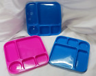 LOT 3 SCHOOL LUNCH MELAMINE CAFETERIA FOOD TRAYS WITH DRINK SPOT 1 PINK 2 BLUE