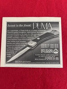 Puma Knife 200 Series 1978 Print Ad Outdoors Hunting Knife Advertisement - Picture 1 of 5