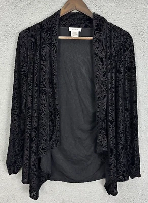 Кардиган женский Kate Hill маленький черный бархатный с открытой передней частью прихотливый темно-женский - Изображение 1 из 4