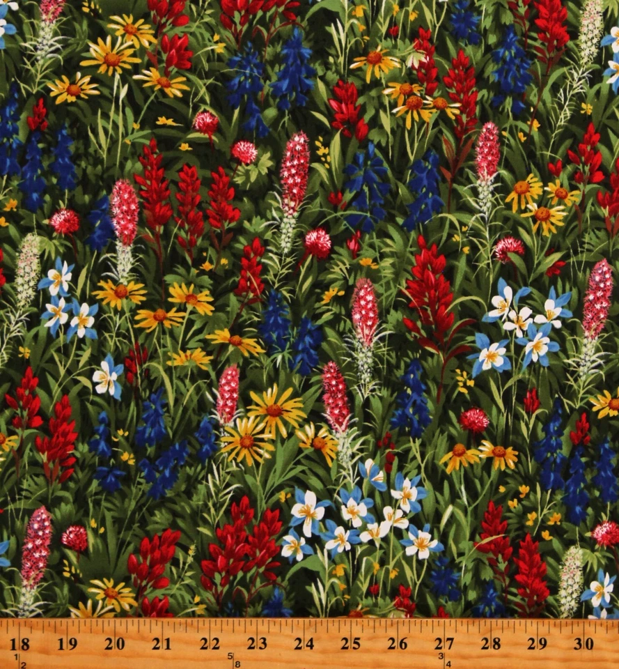 Cotton Wildflowers Favorites Flowers Multicolor Fabric Print by Yard D587.90 - Image 1 of 1