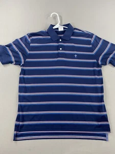 Camisa polo Brooks Brothers para hombre M mediana azul rosa a rayas manga corta - Imagen 1 de 14