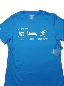 Brooks Podium Grind 'Now Shine Later' Blue T-Shirt Women's Size XL Flawed NWT - Picture 1 of 14