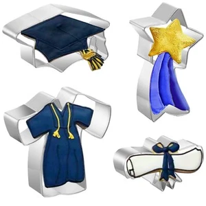 Cookie Cutters 4 Pcs Graduation Cookie Cutters 3.5'' Graduation Cap Diploma Grad - Picture 1 of 5