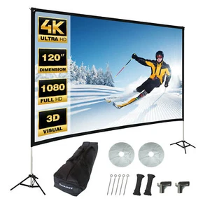 120" 16:9 Outdoor Indoor Projector Screen with Stand Theater Projection Theater - Picture 1 of 12
