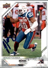 Henoc Muamba Signed 2019 Upper Deck CFL Football card Montreal Alouettes