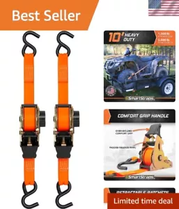 Strong 10' Retractable Ratchet Straps - 2 Pack, 3,000lb Strength - Picture 1 of 12