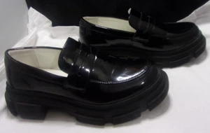 YETIER Women’s Black Patent Platform Loafer Slip-ons Chunky heel Shoes -Size 6 - Picture 1 of 12