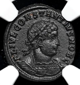 ROMAN EMPIRE. Constantius II. AD 337-361. Æ3/4, Soldiers, NGC XF - Picture 1 of 4