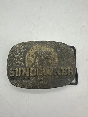 SUNDOWNER Hotel & Casino Downtown Reno Belt Buckle Permanently Closed 1970s - Image 1 of 2