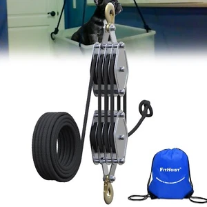 Block and Tackle 4400 LB Breaking Strength Heavy Duty Pulley, 65 Ft Rope Pulley - Picture 1 of 15