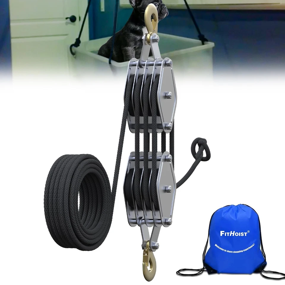 Block and Tackle 4400 LB Breaking Strength Heavy Duty Pulley, 65 Ft Rope Pulley - Image 1 of 1