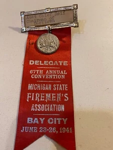1941 Michigan Bomberos Asst Chief Chair of Darktown-Bay City cinta de conv~FR29 - Imagen 1 de 5