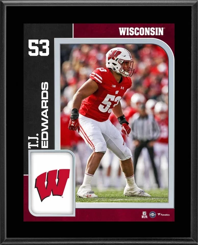 T.J. Edwards Wisconsin Badgers 10.5" x 13" Sublimated Player Plaque Cover