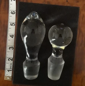 Two Oblong Clear Glass Bottle Stopper - Picture 1 of 2