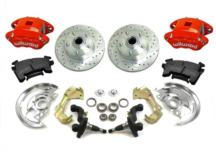 1968 1972 Pontiac GTO Front Disc Brake Conversion Kit Red Wilwood Calipers Stock - Image 1 of 1