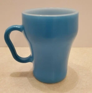Taza de café de vidrio con leche Anchor Hocking Blue Fire King en forma de refresco - ¡muy bonita! - Imagen 1 de 4