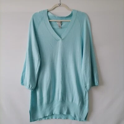 Suéter Pullover Chico's Mujer Azul Polvo Cuello en V Manga Larga Tejido Talla 2 EE. UU. L Foto 1 de 4