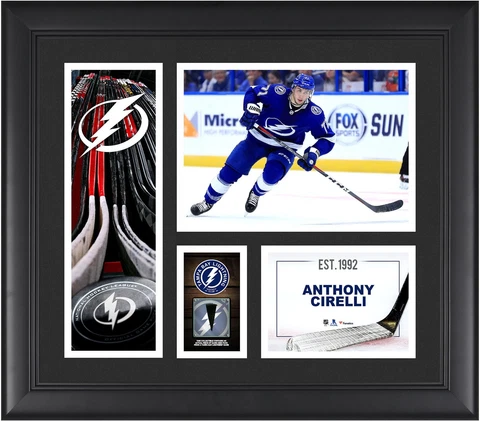Anthony Cirelli Tampa Bay Lightning Frmd 15x17 Player Collage & Piece of GU Puck Cover