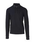 Armani Exchange Men&#39;s Button Fastening Long Sleeve Polo In Plain  In Black