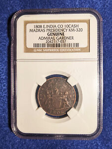 1808 India 10 Cash Coin - ADMIRAL GARDNER Shipwreck NGC Certified Genuine
