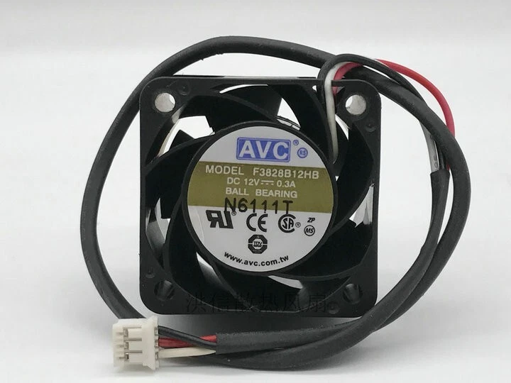 AVC F3828B12HB DC12V 0.3A 3828 3.8CM 3-wire ball cooling fan 3pin - Image 1 of 3
